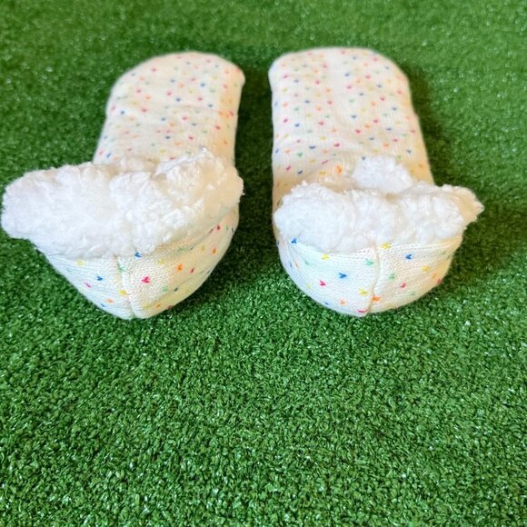 Be Happy Knitted Loungewear Warmer Cozy Sherpa Lining Slippers Socks Size 6-6.5 - Picture 4 of 7